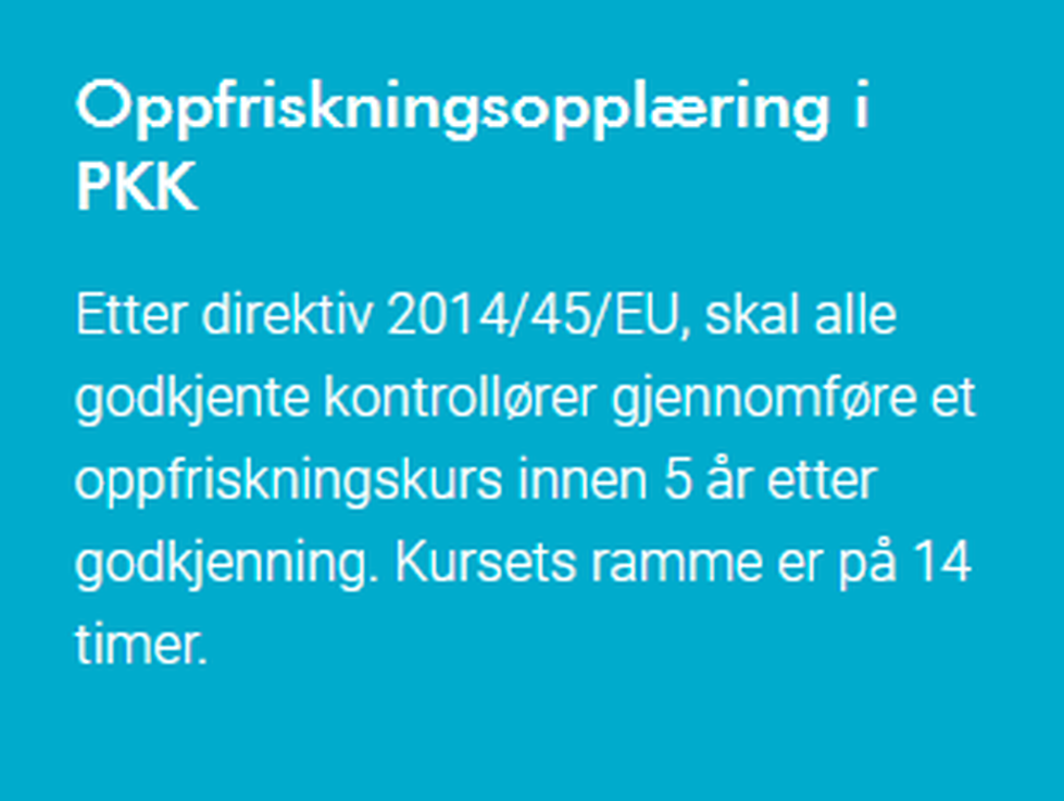 PKK sertifisering. Oppfriskningsopplæring.